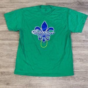 Men's Green Bud Light Mardi Gras T Shirt Size XL